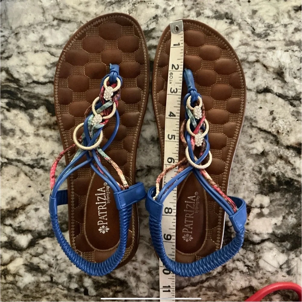 Patrizia Gadelina Blue with multicolored straps and faux diamond bead accents - Picture 6 of 16